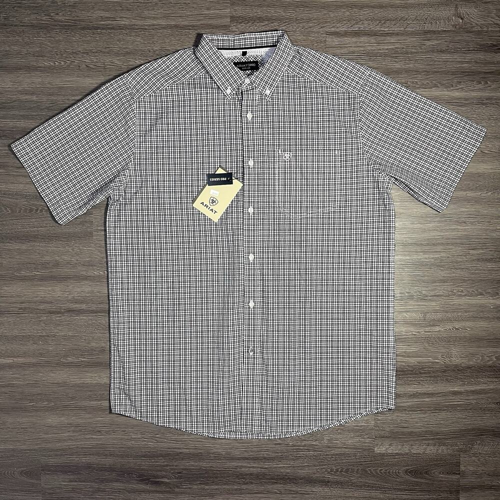 Ariat Pro Series Tommie Shirt Men's L Black Plaid Classic Fit Performance NWT